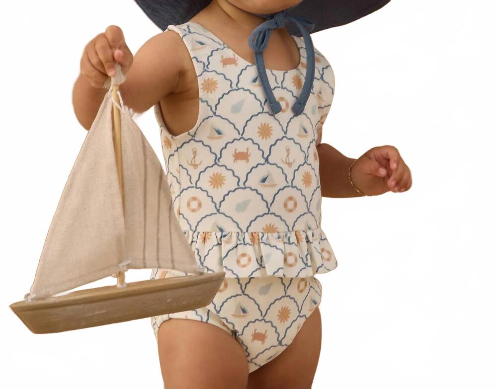 NEW RYLEE + CRU skirted one piece in ivory